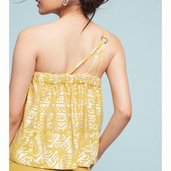 𝅺ANTHROPOLOGIE Floreat Anesu Blouse Yellow Aztec Print 100% Viscose - Picture 2 of 8